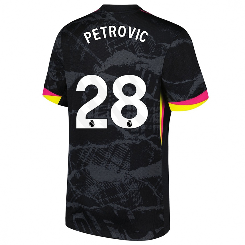 Kids Football Djordje Petrovic #28 Black Pink Third Jersey 2024/25 T-Shirt Nz