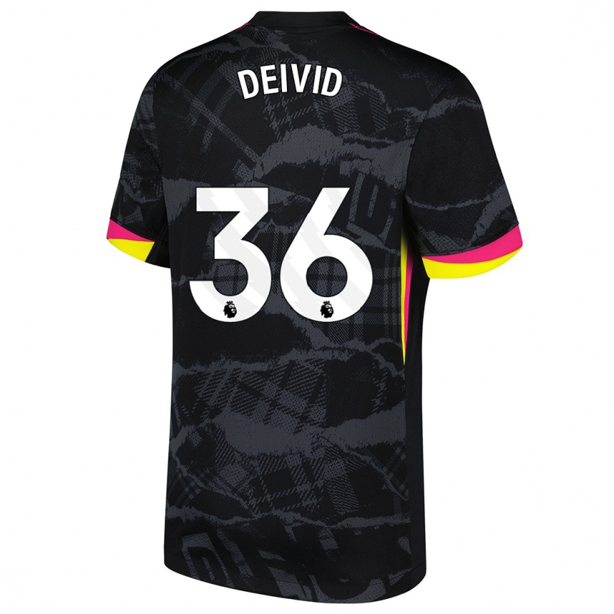 Kids Football Deivid Washington #36 Black Pink Third Jersey 2024/25 T-Shirt Nz