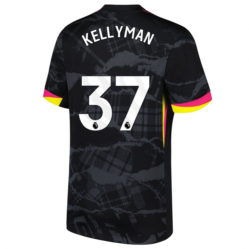 Kids Football Omari Kellyman #37 Black Pink Third Jersey 2024/25 T-Shirt Nz