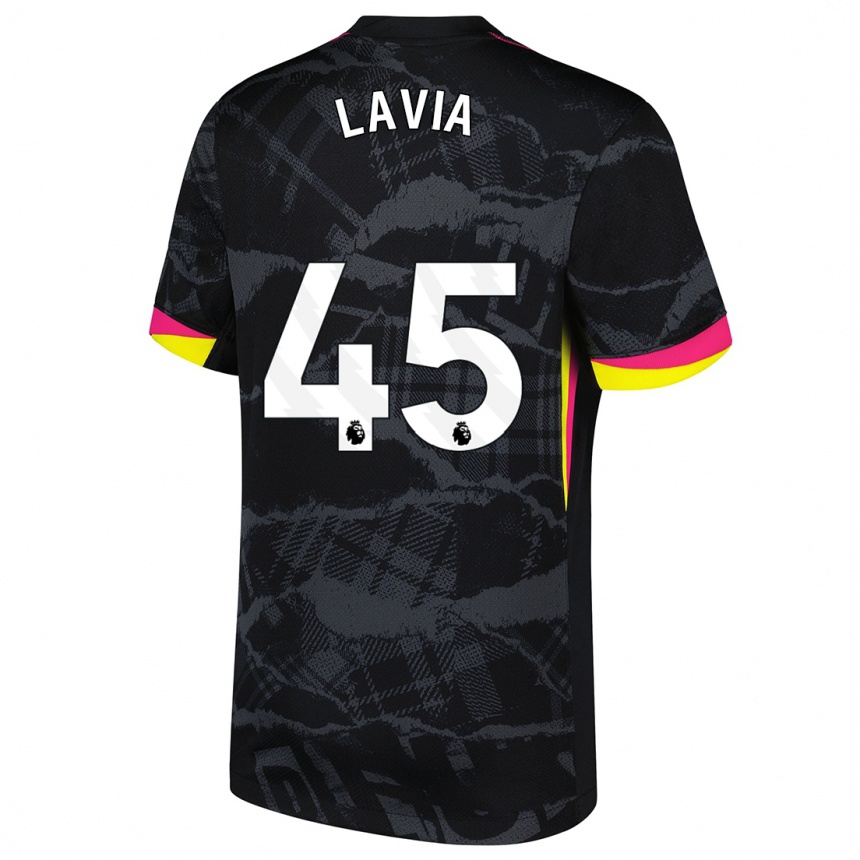 Kids Football Roméo Lavia #45 Black Pink Third Jersey 2024/25 T-Shirt Nz