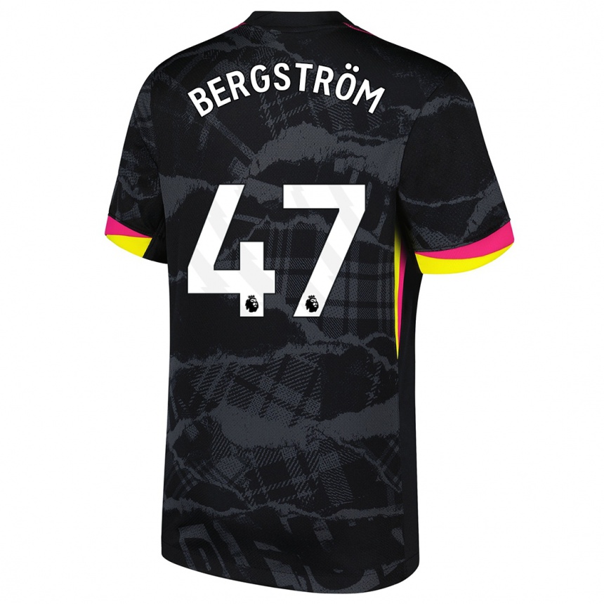 Kids Football Lucas Bergström #47 Black Pink Third Jersey 2024/25 T-Shirt Nz