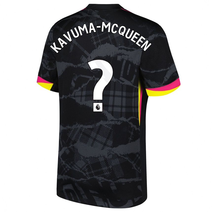 Kids Football Ryan Kavuma-Mcqueen #0 Black Pink Third Jersey 2024/25 T-Shirt Nz