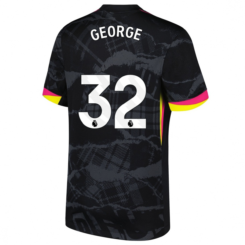 Kids Football Tyrique George #32 Black Pink Third Jersey 2024/25 T-Shirt Nz