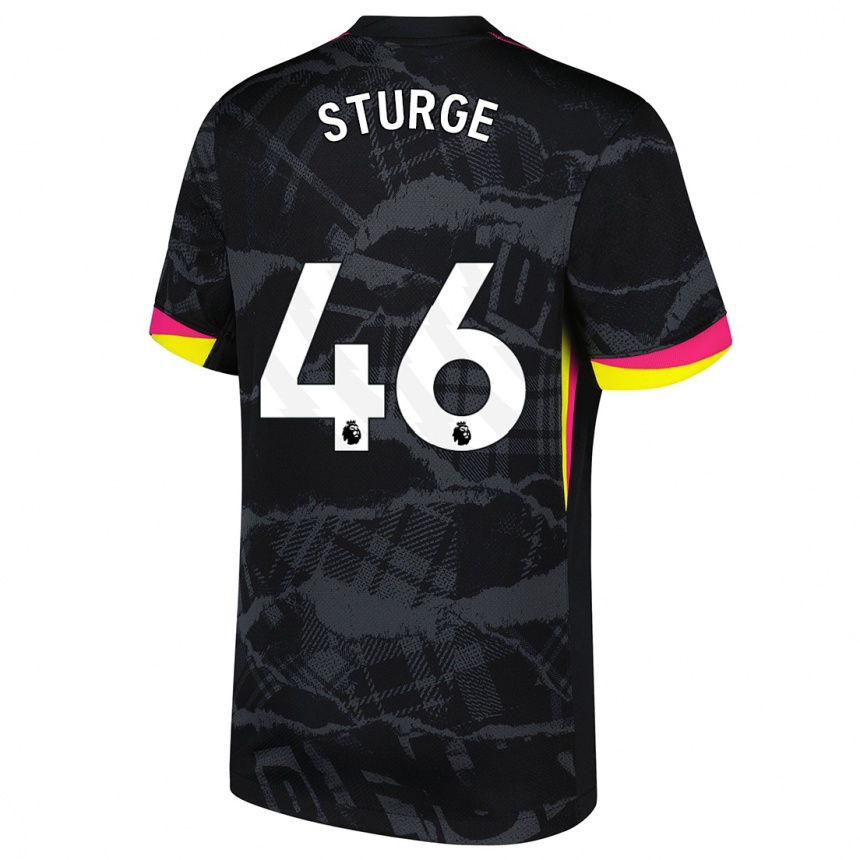 Kids Football Zak Sturge #46 Black Pink Third Jersey 2024/25 T-Shirt Nz