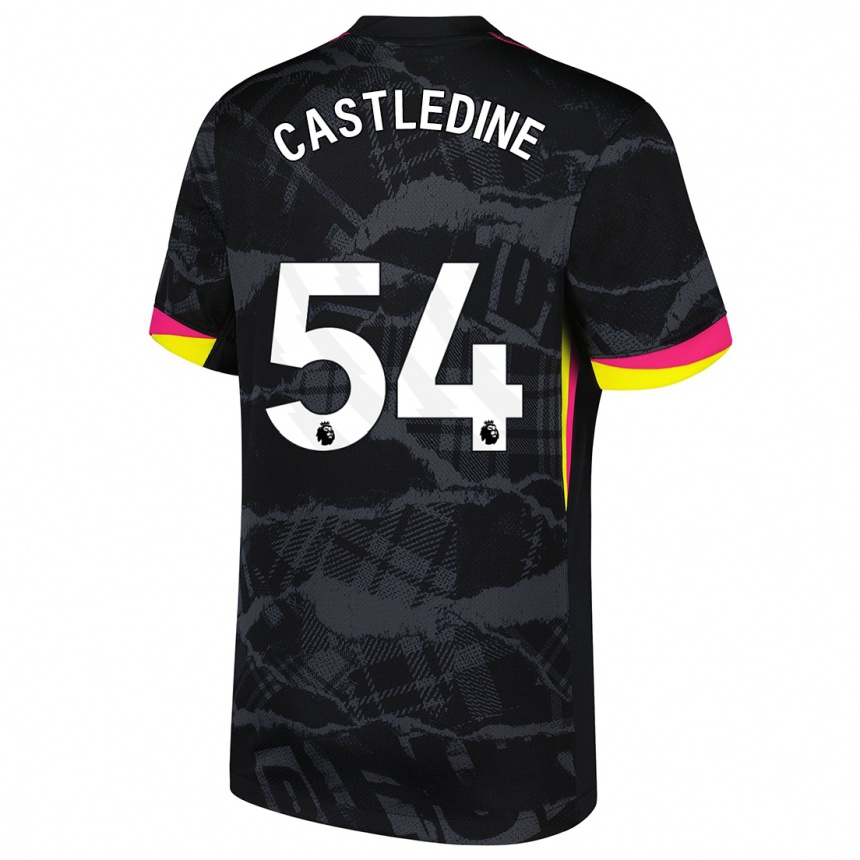 Kids Football Leo Castledine #54 Black Pink Third Jersey 2024/25 T-Shirt Nz