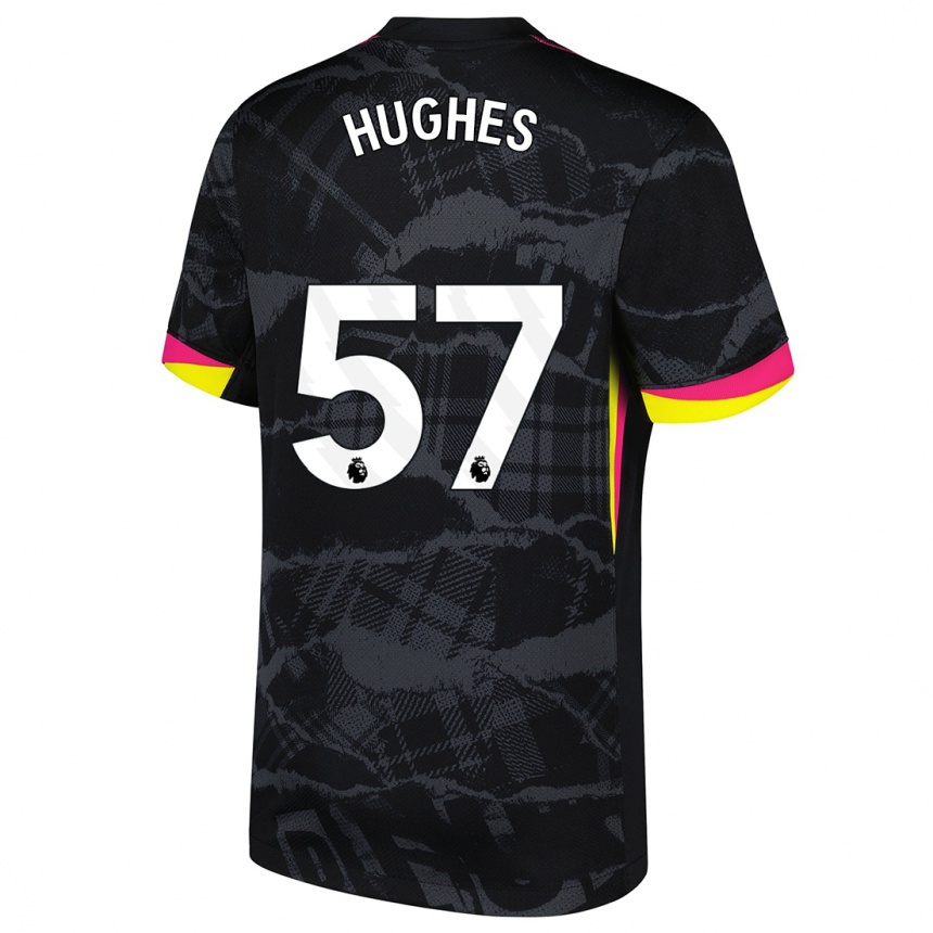 Kids Football Brodi Hughes #57 Black Pink Third Jersey 2024/25 T-Shirt Nz