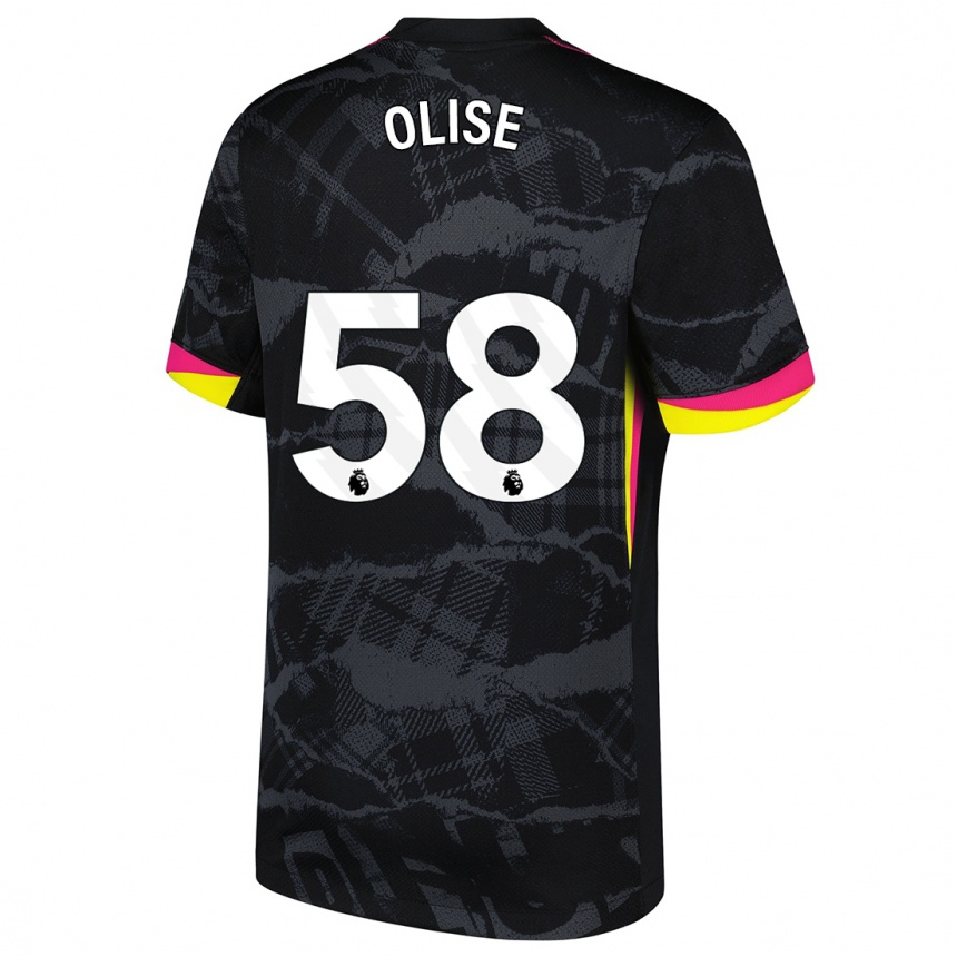 Kids Football Richard Olise #58 Black Pink Third Jersey 2024/25 T-Shirt Nz