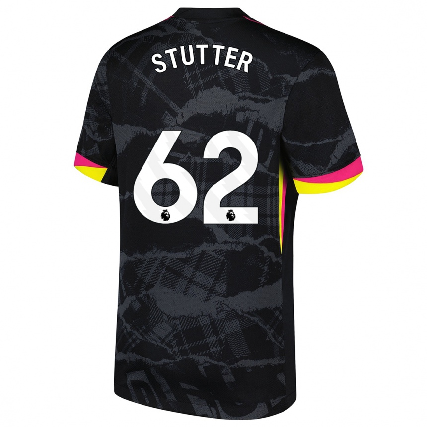 Kids Football Ronnie Stutter #62 Black Pink Third Jersey 2024/25 T-Shirt Nz