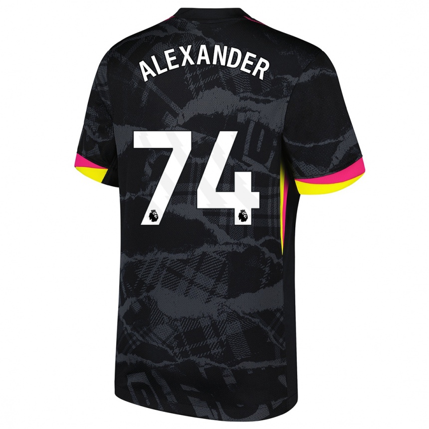 Kids Football Reiss-Alexander Russell-Denny #74 Black Pink Third Jersey 2024/25 T-Shirt Nz