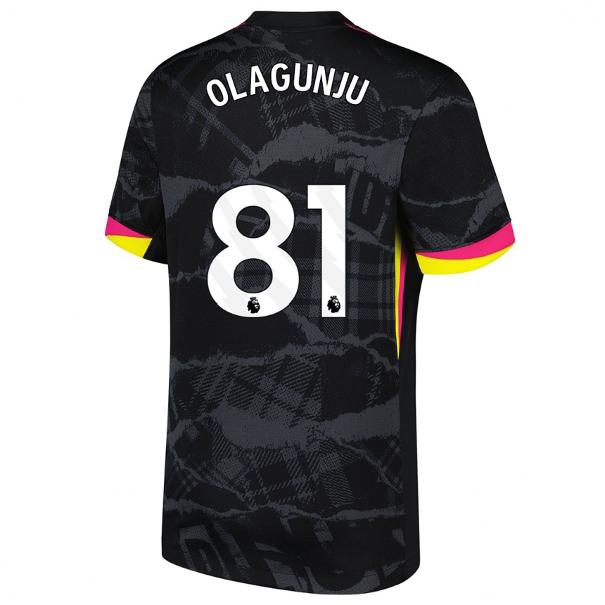 Kids Football Saheed Olagunju #81 Black Pink Third Jersey 2024/25 T-Shirt Nz