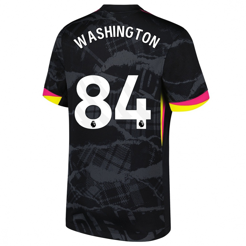 Kids Football Marcell Washington #84 Black Pink Third Jersey 2024/25 T-Shirt Nz