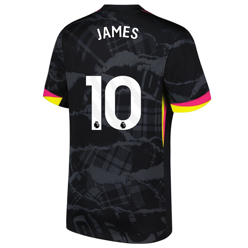 Kids Football Lauren James #10 Black Pink Third Jersey 2024/25 T-Shirt Nz