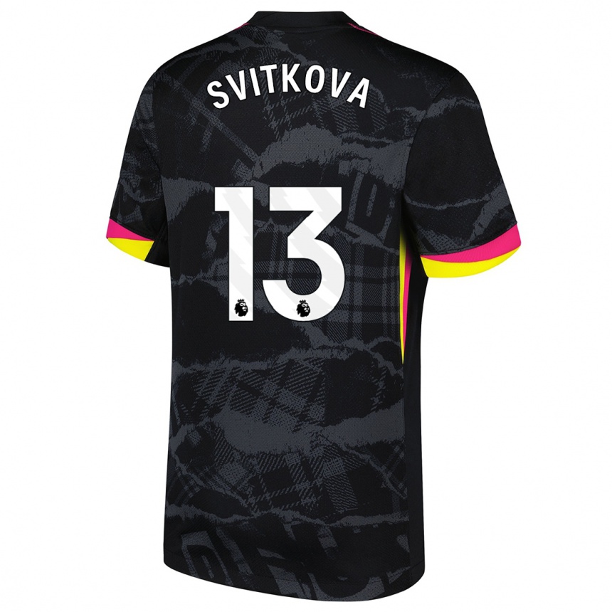 Kids Football Kateřina Svitková #13 Black Pink Third Jersey 2024/25 T-Shirt Nz