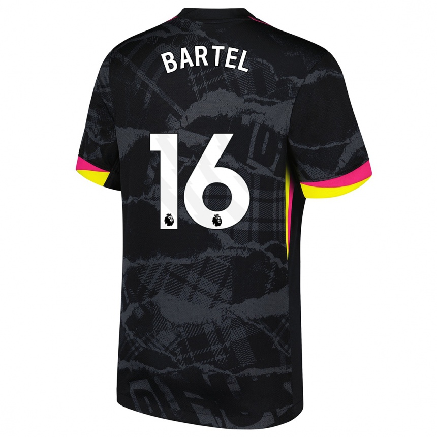 Kids Football Júlia Bartel #16 Black Pink Third Jersey 2024/25 T-Shirt Nz