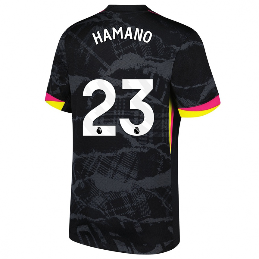 Kids Football Maika Hamano #23 Black Pink Third Jersey 2024/25 T-Shirt Nz