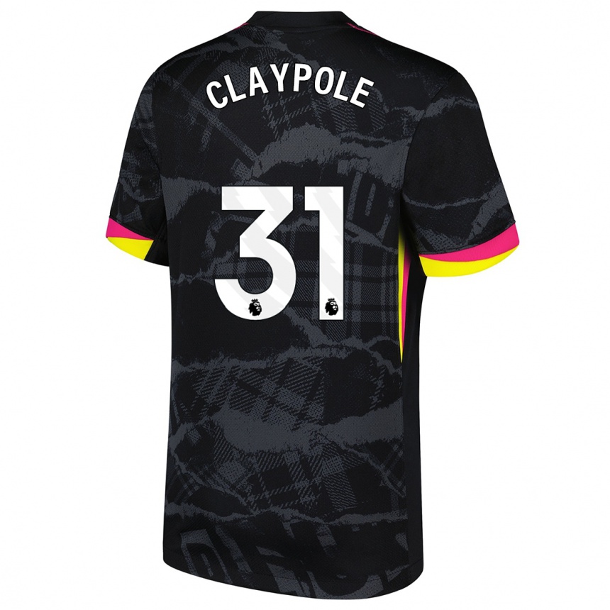 Kids Football Aimee Claypole #31 Black Pink Third Jersey 2024/25 T-Shirt Nz