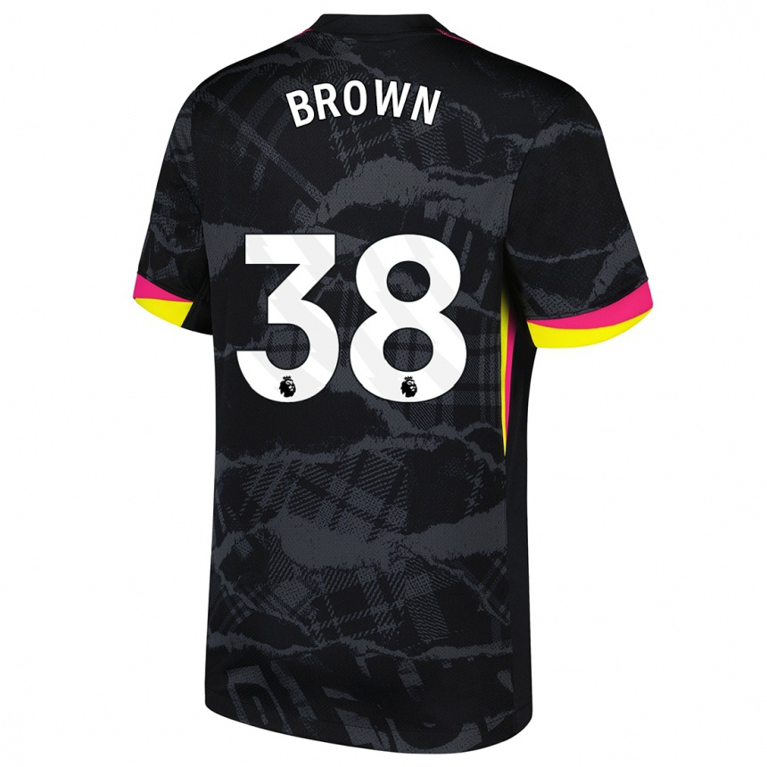 Kids Football Cerys Brown #38 Black Pink Third Jersey 2024/25 T-Shirt Nz