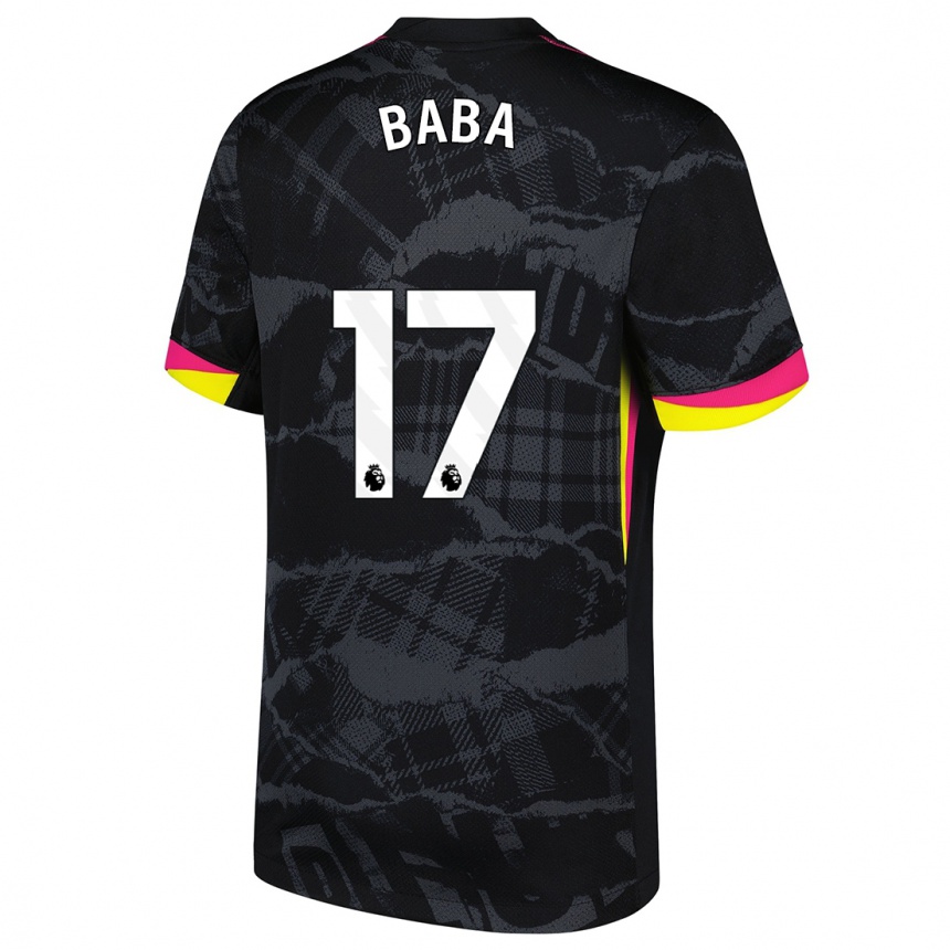 Kids Football Abdul-Rahman Baba #17 Black Pink Third Jersey 2024/25 T-Shirt Nz