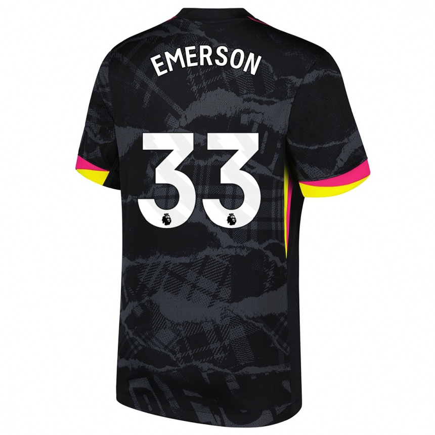 Kids Football Emerson #33 Black Pink Third Jersey 2024/25 T-Shirt Nz