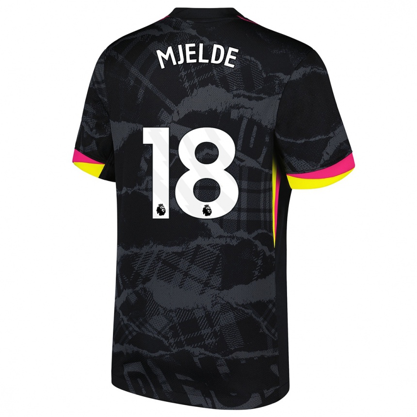 Kids Football Maren Mjelde #18 Black Pink Third Jersey 2024/25 T-Shirt Nz