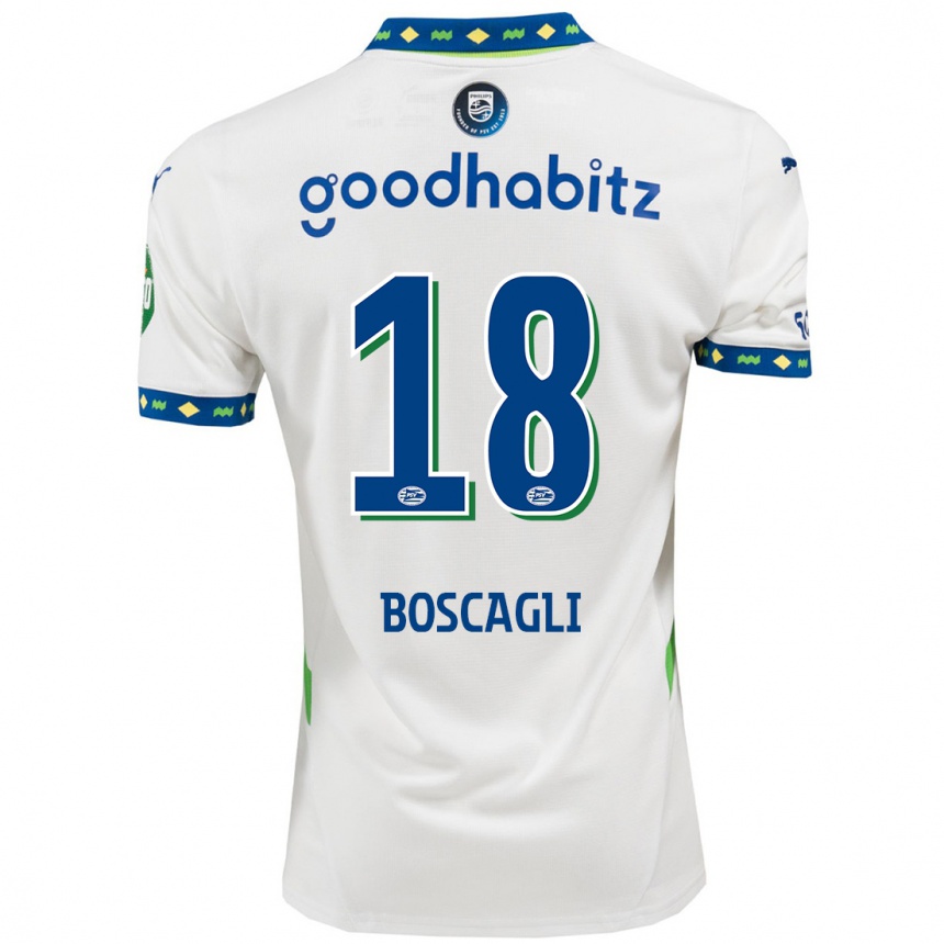 Kids Football Olivier Boscagli #18 White Dark Blue Third Jersey 2024/25 T-Shirt Nz