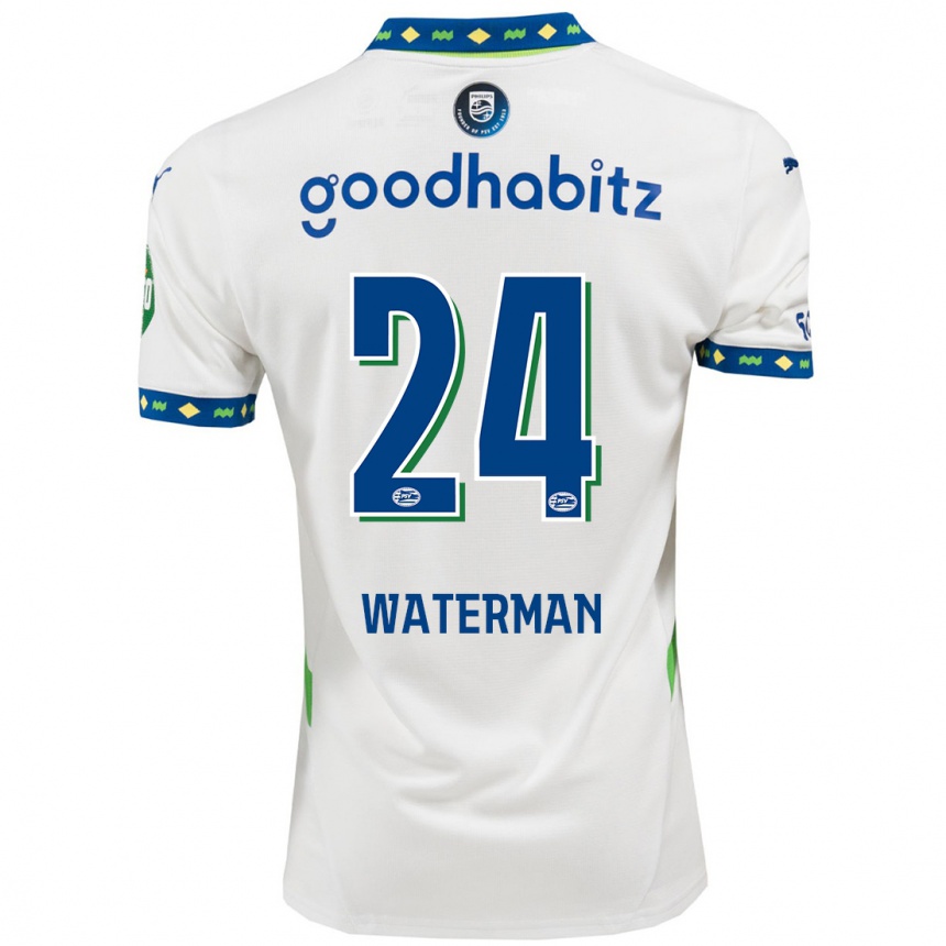 Kids Football Boy Waterman #24 White Dark Blue Third Jersey 2024/25 T-Shirt Nz