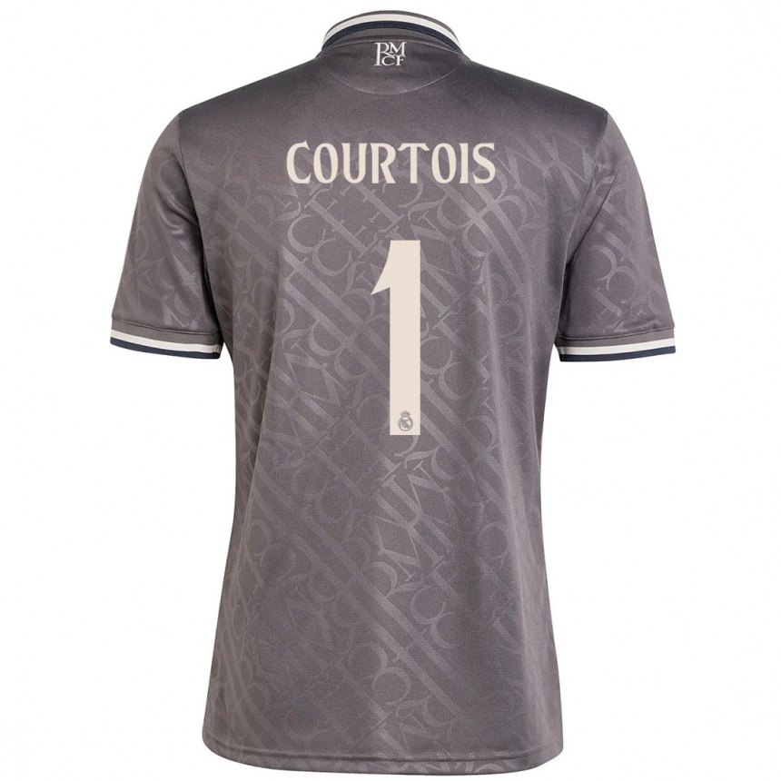 Kids Football Thibaut Courtois #1 Charcoal Third Jersey 2024/25 T-Shirt Nz