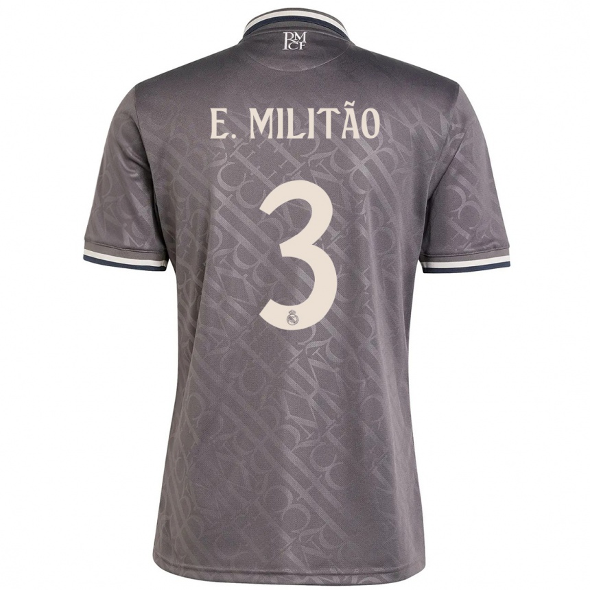 Kids Football Eder Militao #3 Charcoal Third Jersey 2024/25 T-Shirt Nz