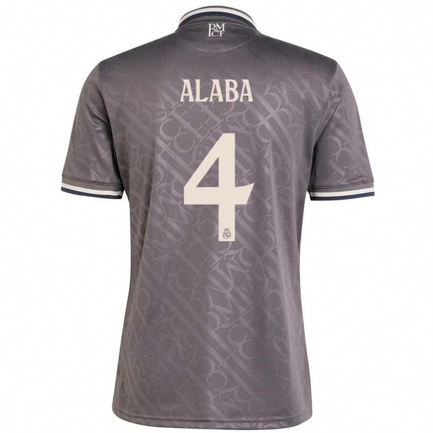 Kids Football David Alaba #4 Charcoal Third Jersey 2024/25 T-Shirt Nz