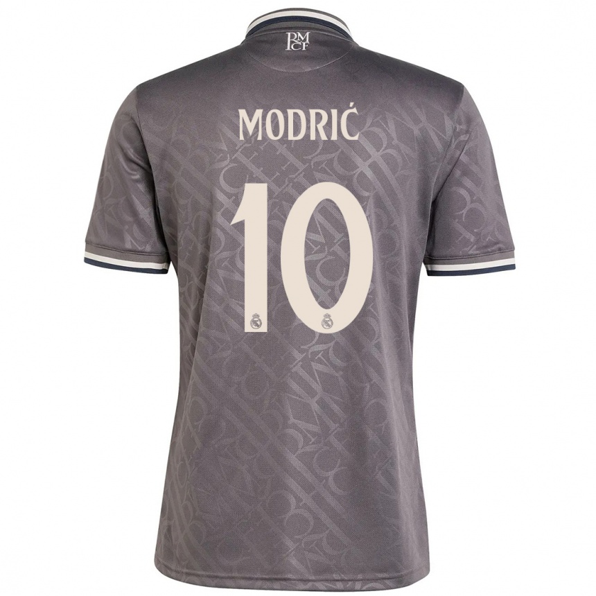 Kids Football Luka Modric #10 Charcoal Third Jersey 2024/25 T-Shirt Nz