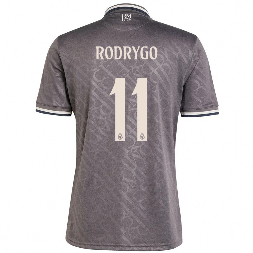 Kids Football Rodrygo #11 Charcoal Third Jersey 2024/25 T-Shirt Nz