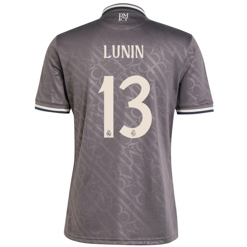 Kids Football Andriy Lunin #13 Charcoal Third Jersey 2024/25 T-Shirt Nz