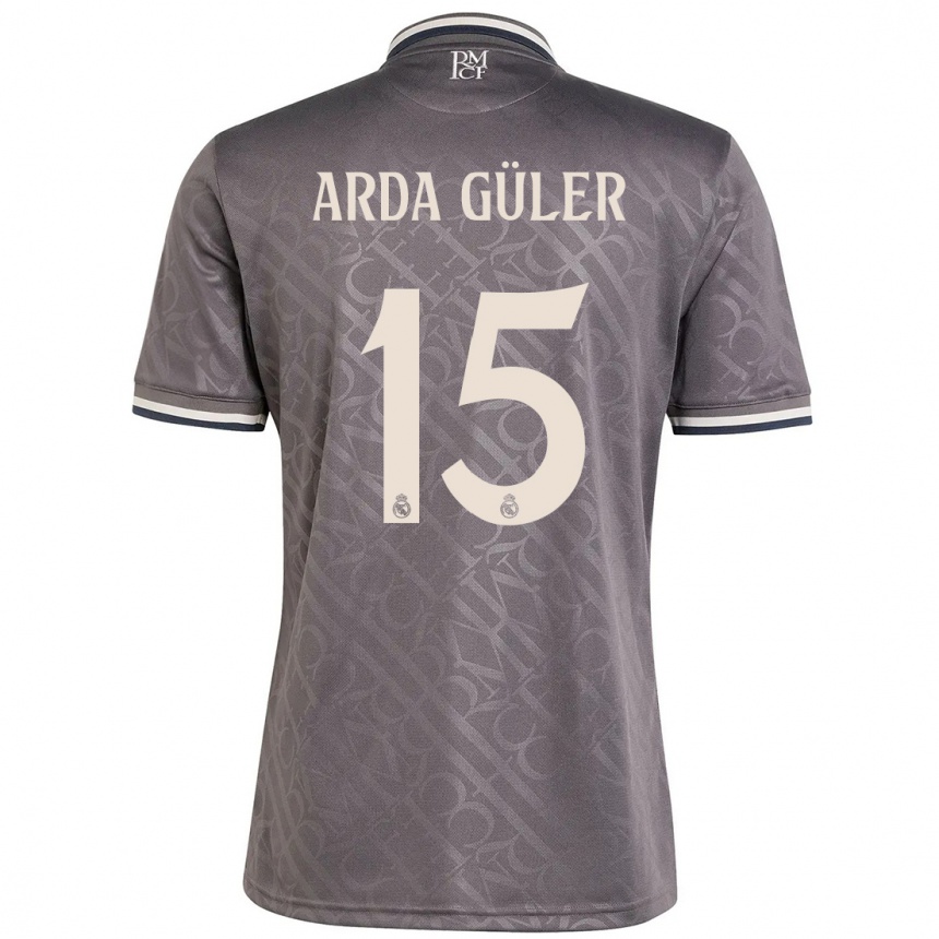 Kids Football Arda Güler #15 Charcoal Third Jersey 2024/25 T-Shirt Nz