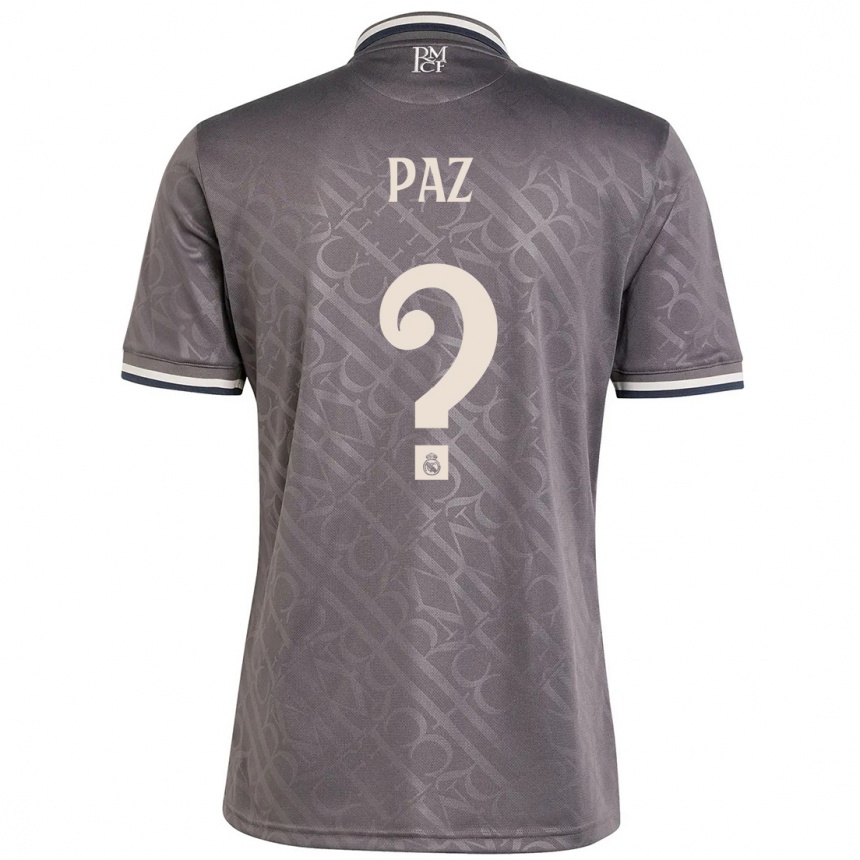 Kids Football Nico Paz #0 Charcoal Third Jersey 2024/25 T-Shirt Nz