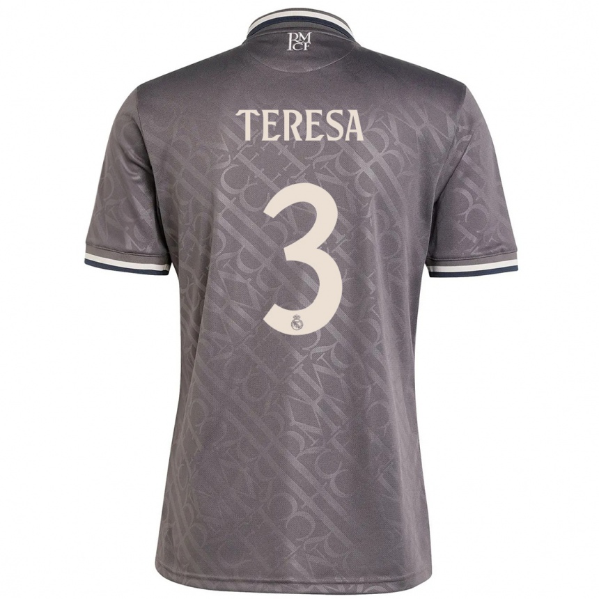 Kids Football Teresa Abelleira #3 Charcoal Third Jersey 2024/25 T-Shirt Nz