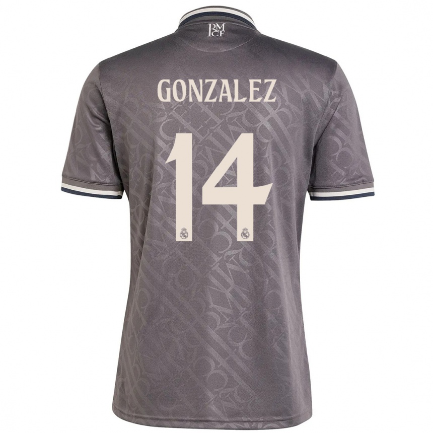 Kids Football David González #14 Charcoal Third Jersey 2024/25 T-Shirt Nz