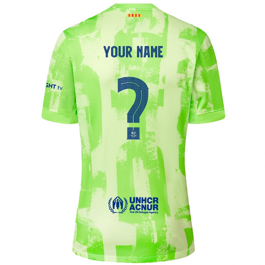 Kids Football Your Name #0 Lime Third Jersey 2024/25 T-Shirt Nz