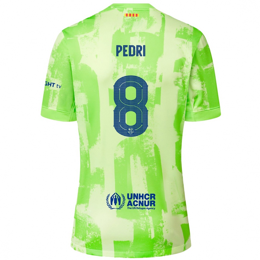 Kids Football Pedri #8 Lime Third Jersey 2024/25 T-Shirt Nz