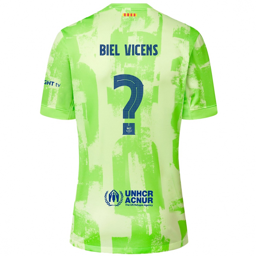 Kids Football Biel Vicens #0 Lime Third Jersey 2024/25 T-Shirt Nz