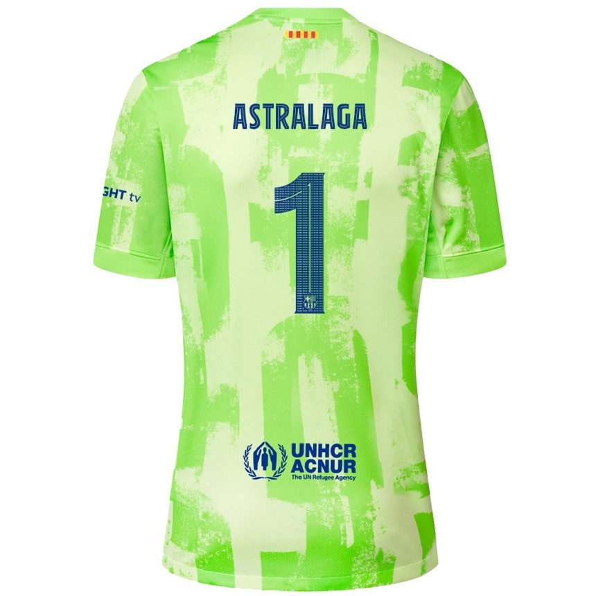 Kids Football Ander Astralaga #1 Lime Third Jersey 2024/25 T-Shirt Nz