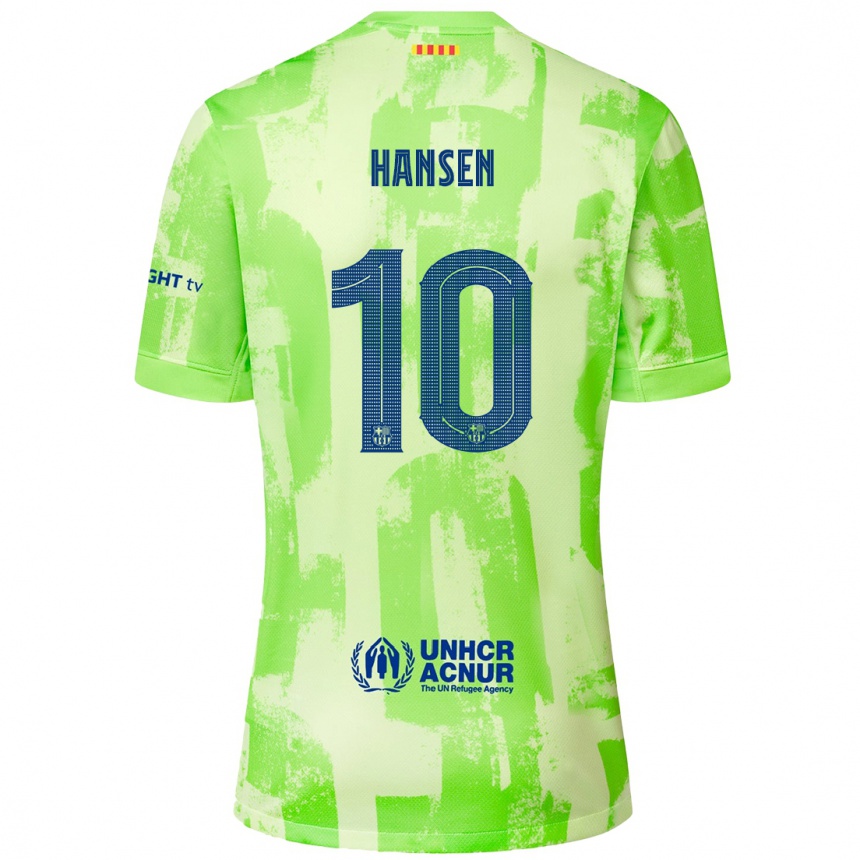 Kids Football Caroline Graham Hansen #10 Lime Third Jersey 2024/25 T-Shirt Nz