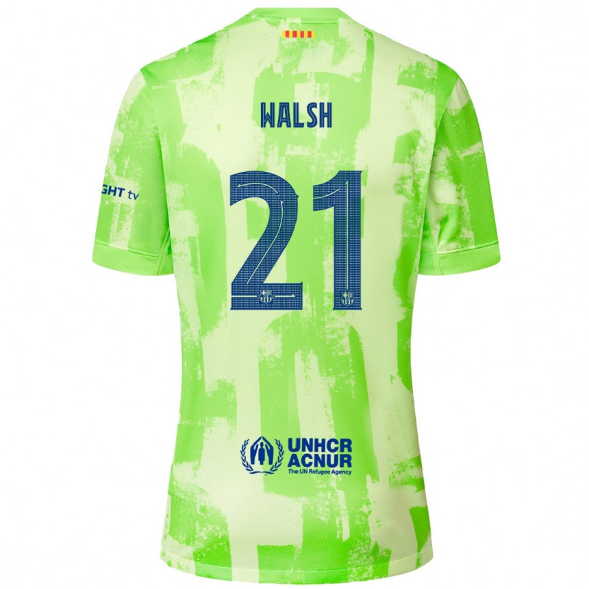 Kids Football Keira Walsh #21 Lime Third Jersey 2024/25 T-Shirt Nz