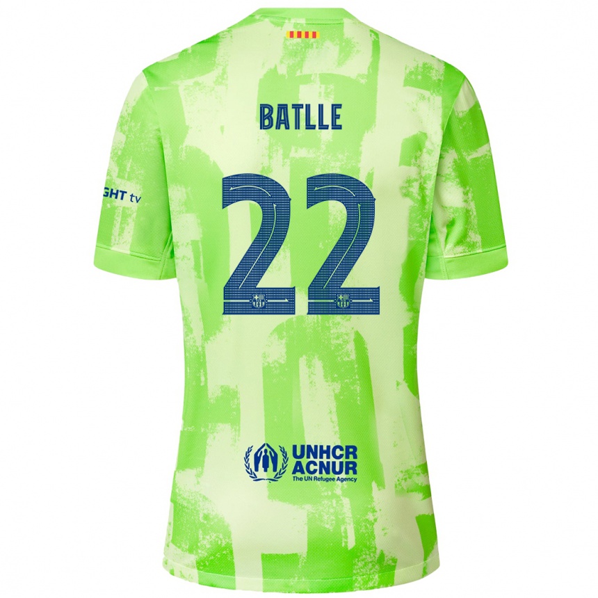 Kids Football Ona Batlle #22 Lime Third Jersey 2024/25 T-Shirt Nz