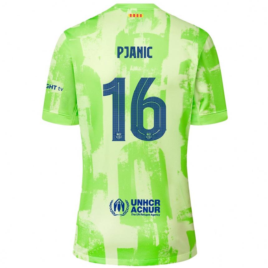 Kids Football Miralem Pjanic #16 Lime Third Jersey 2024/25 T-Shirt Nz