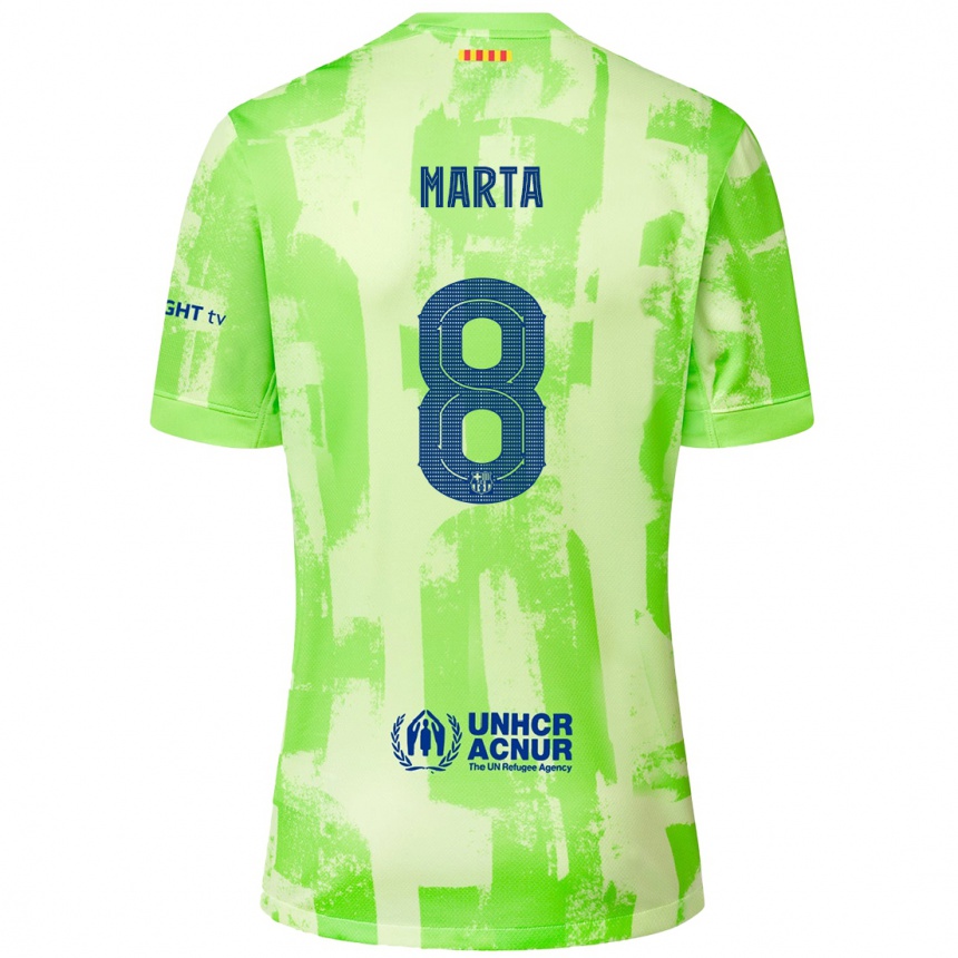 Kids Football Marta Torrejon #8 Lime Third Jersey 2024/25 T-Shirt Nz