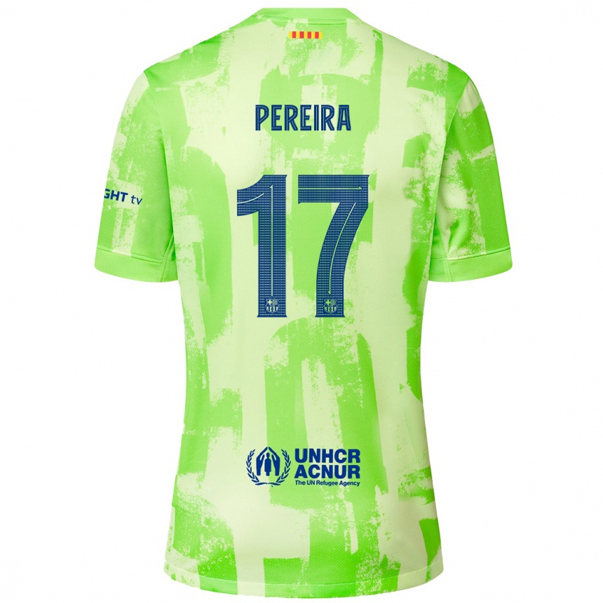 Kids Football Andrea Pereira #17 Lime Third Jersey 2024/25 T-Shirt Nz