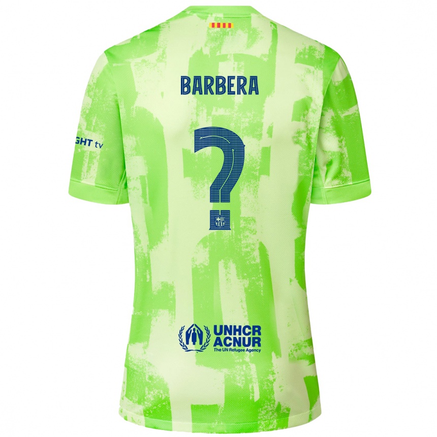 Kids Football Victor Barbera #0 Lime Third Jersey 2024/25 T-Shirt Nz