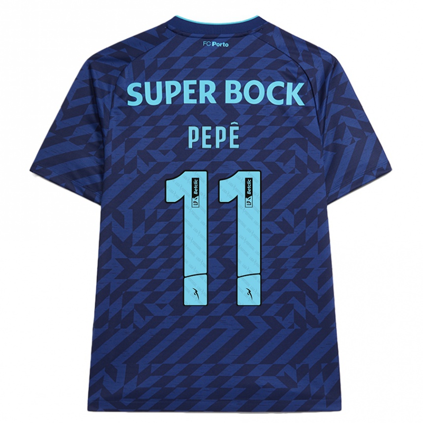 Kids Football Pepê #11 Navy Blue Third Jersey 2024/25 T-Shirt Nz