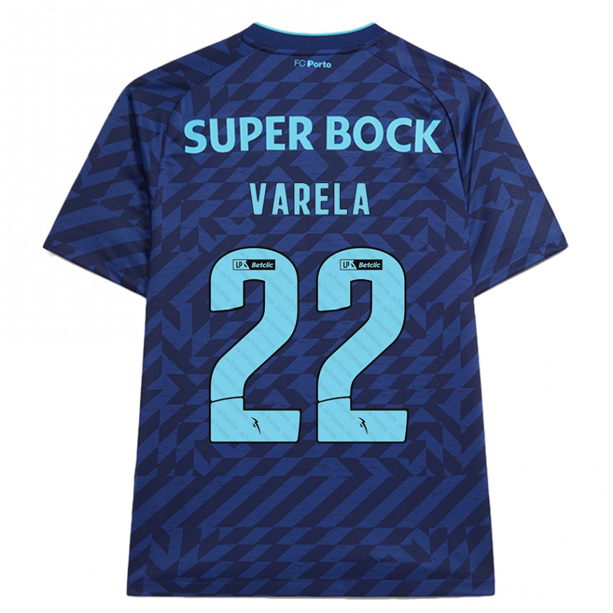 Kids Football Alan Varela #22 Navy Blue Third Jersey 2024/25 T-Shirt Nz