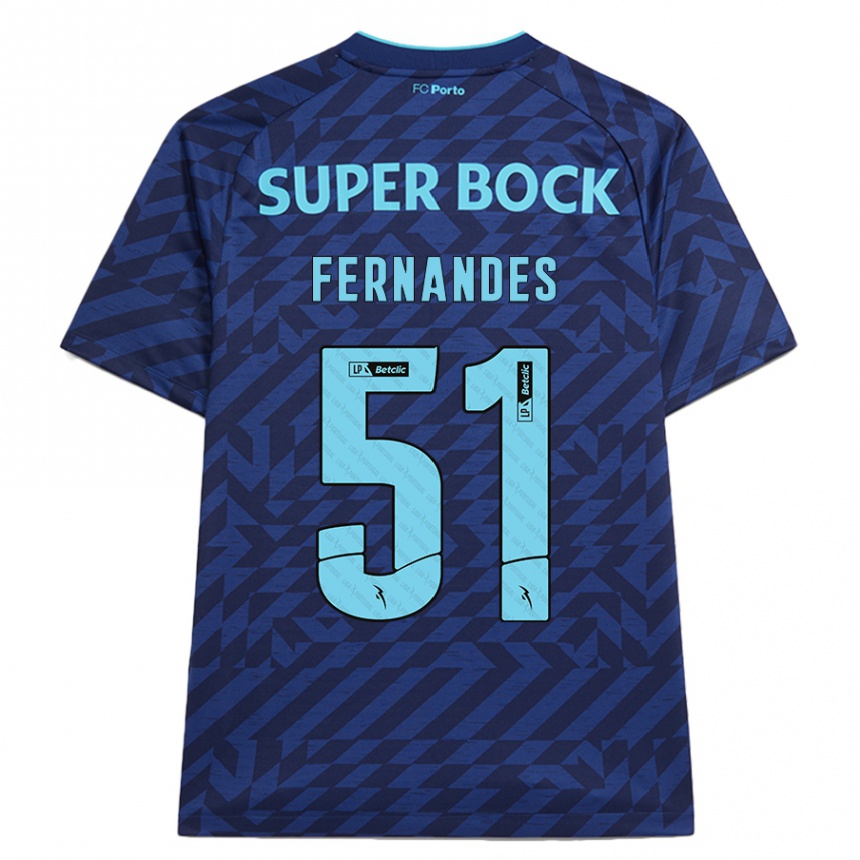 Kids Football Diogo Fernandes #51 Navy Blue Third Jersey 2024/25 T-Shirt Nz